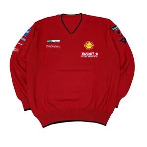 Vintage Y2K Ducati Corse Racing Wool Blend V Neck Sweater Small Playstation
